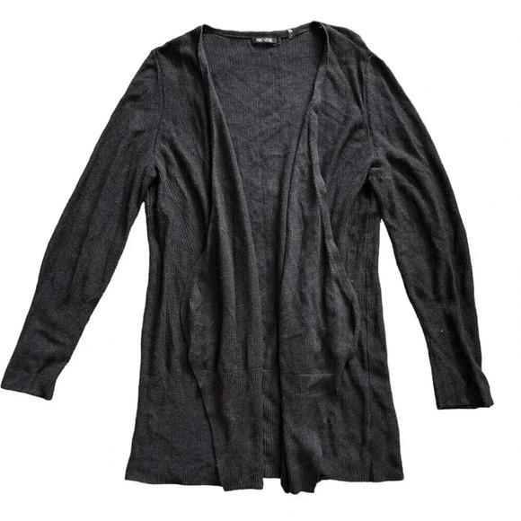 Nic + Zoe Gray Open Front Waterfall Cardigan L - Picture 1 of 5